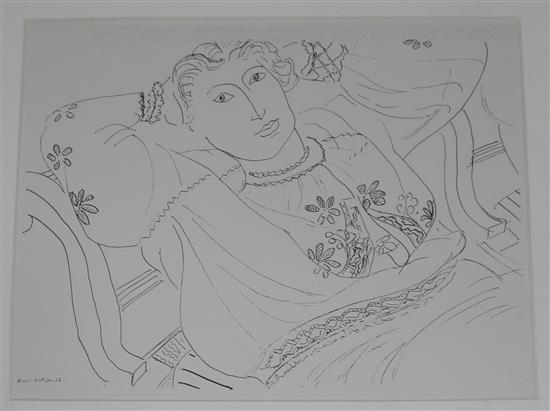 After Matisse, print of a woman, 21 x 26cm